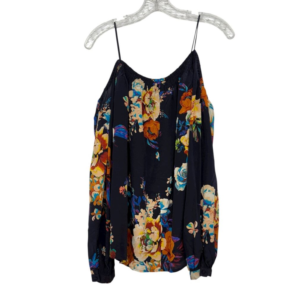 Anthropologie Maeve Tallie Open-Shoulder 100 % Silk Top Blouse Women's size M - Picture 4 of 8